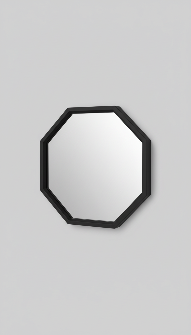 Hexagonal mirror with matte black frame