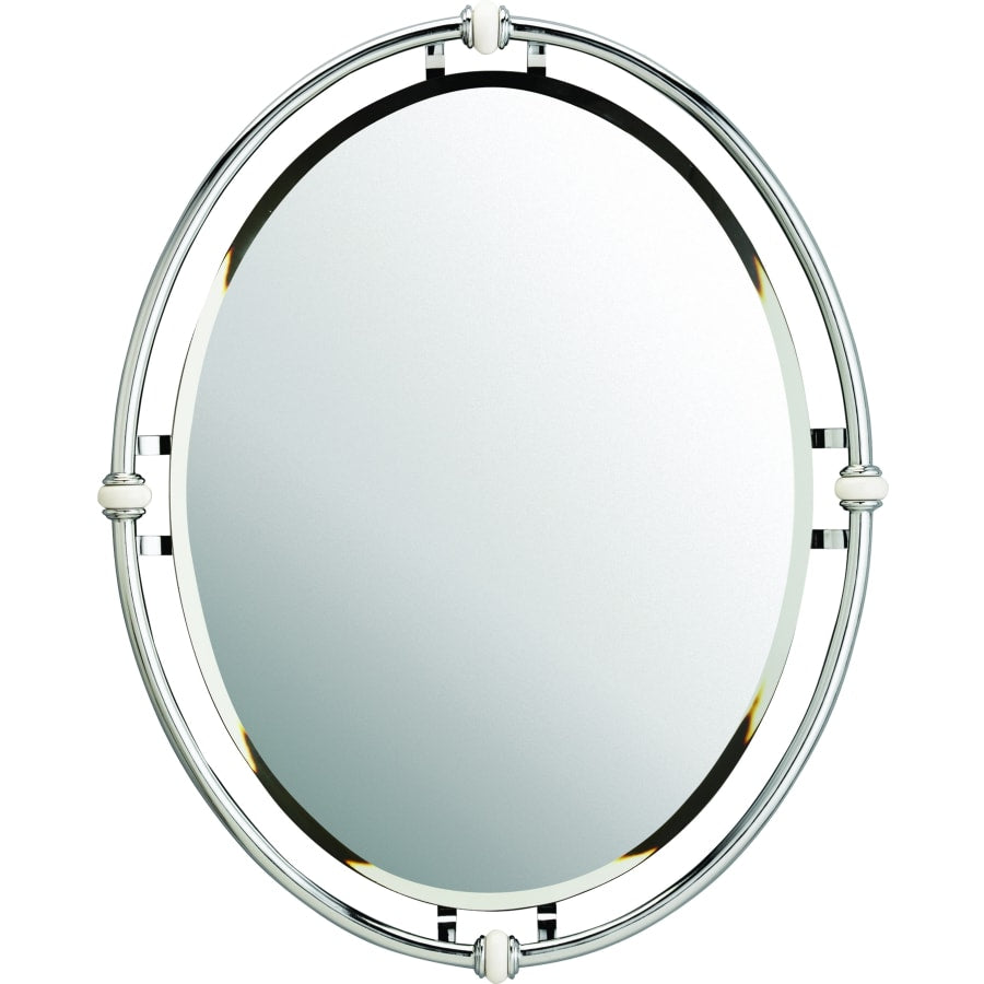 Kichler Pocelona 24in x 30in Oval Framed Bathroom Mirror Beveled Chrome