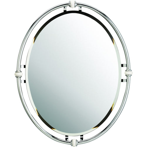 Kichler Pocelona 24in x 30in Oval Framed Bathroom Mirror Beveled Chrome