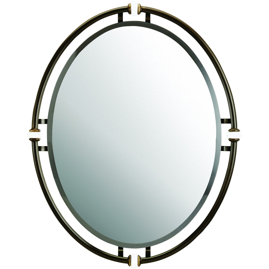 Kichler Pocelona 24in x 30in Oval Framed Bathroom Mirror Beveled Chrome