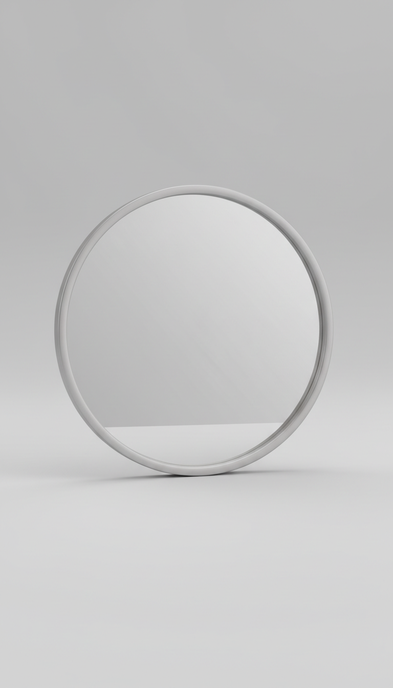 Round mirror with soft silver frame