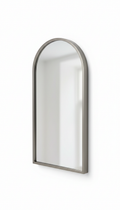Arched mirror with brushed nickel frame