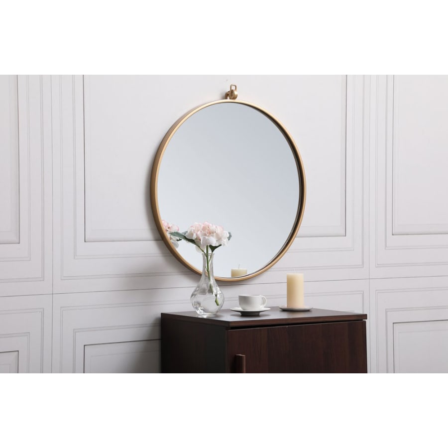 Elegant Lighting Eternity 21 Inch Traditional Circular Framed Bathroom Wall Mirror White