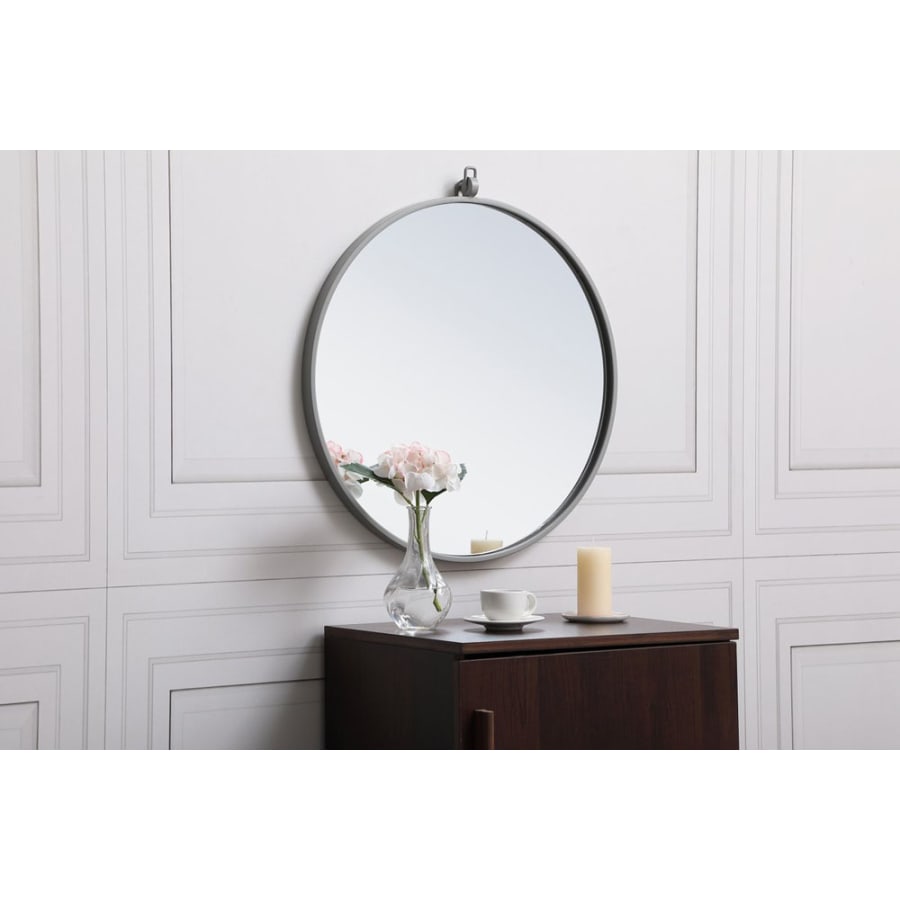 Elegant Lighting Eternity 21 Inch Traditional Circular Framed Bathroom Wall Mirror White