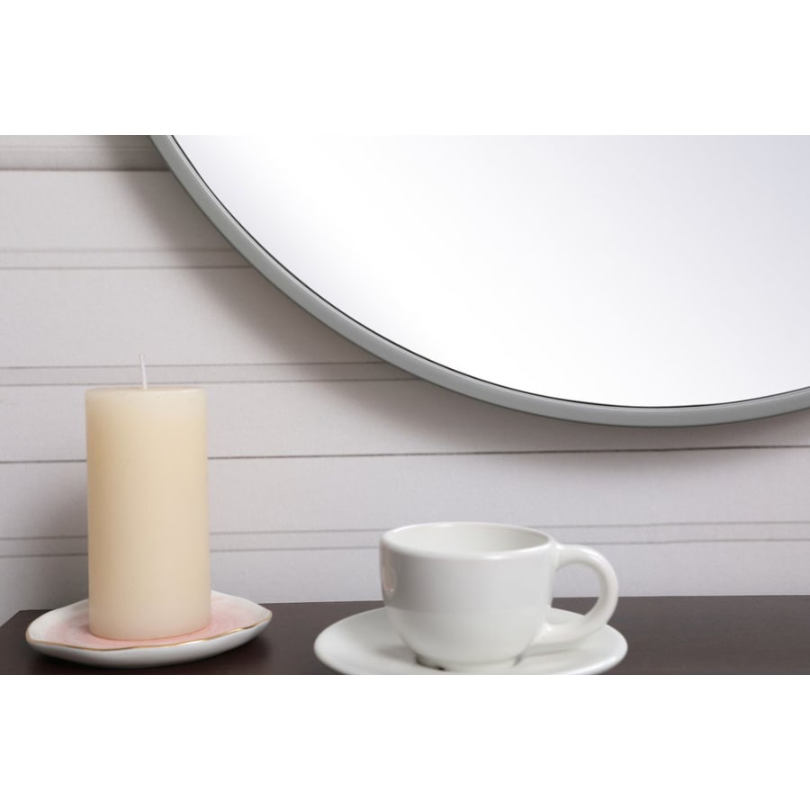 Elegant Lighting Eternity 21 Inch Traditional Circular Framed Bathroom Wall Mirror White