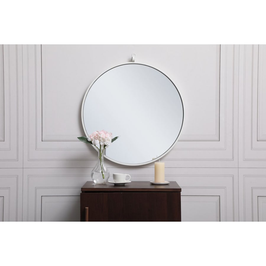 Elegant Lighting Eternity 21 Inch Traditional Circular Framed Bathroom Wall Mirror White