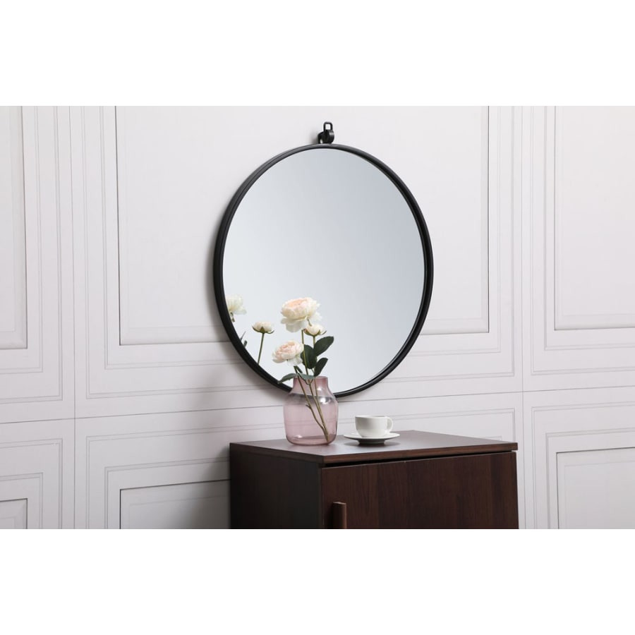 Elegant Lighting Eternity 21 Inch Traditional Circular Framed Bathroom Wall Mirror White