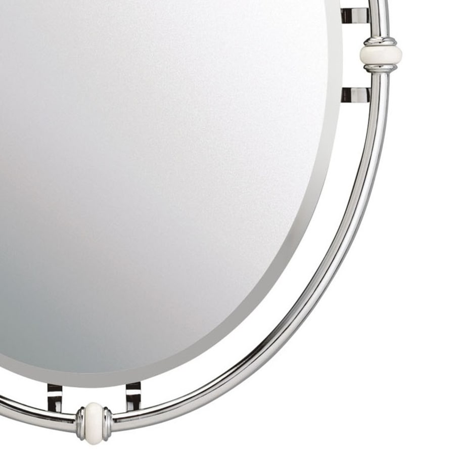 Kichler Pocelona 24in x 30in Oval Framed Bathroom Mirror Beveled Chrome