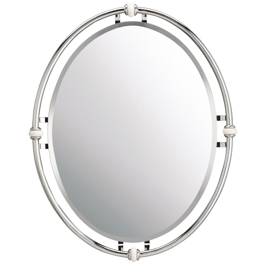 Kichler Pocelona 24in x 30in Oval Framed Bathroom Mirror Beveled Chrome